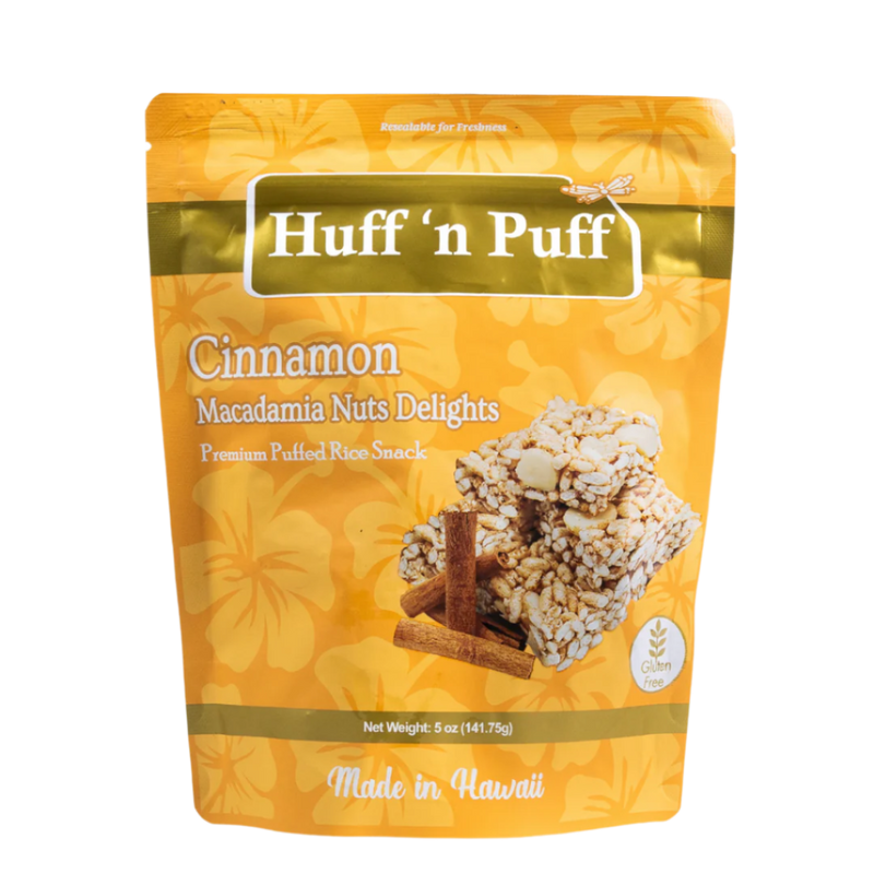 Cinnamon Macadamia Nut Puffed Rice – Sweet & Crunchy – Huff n Puff